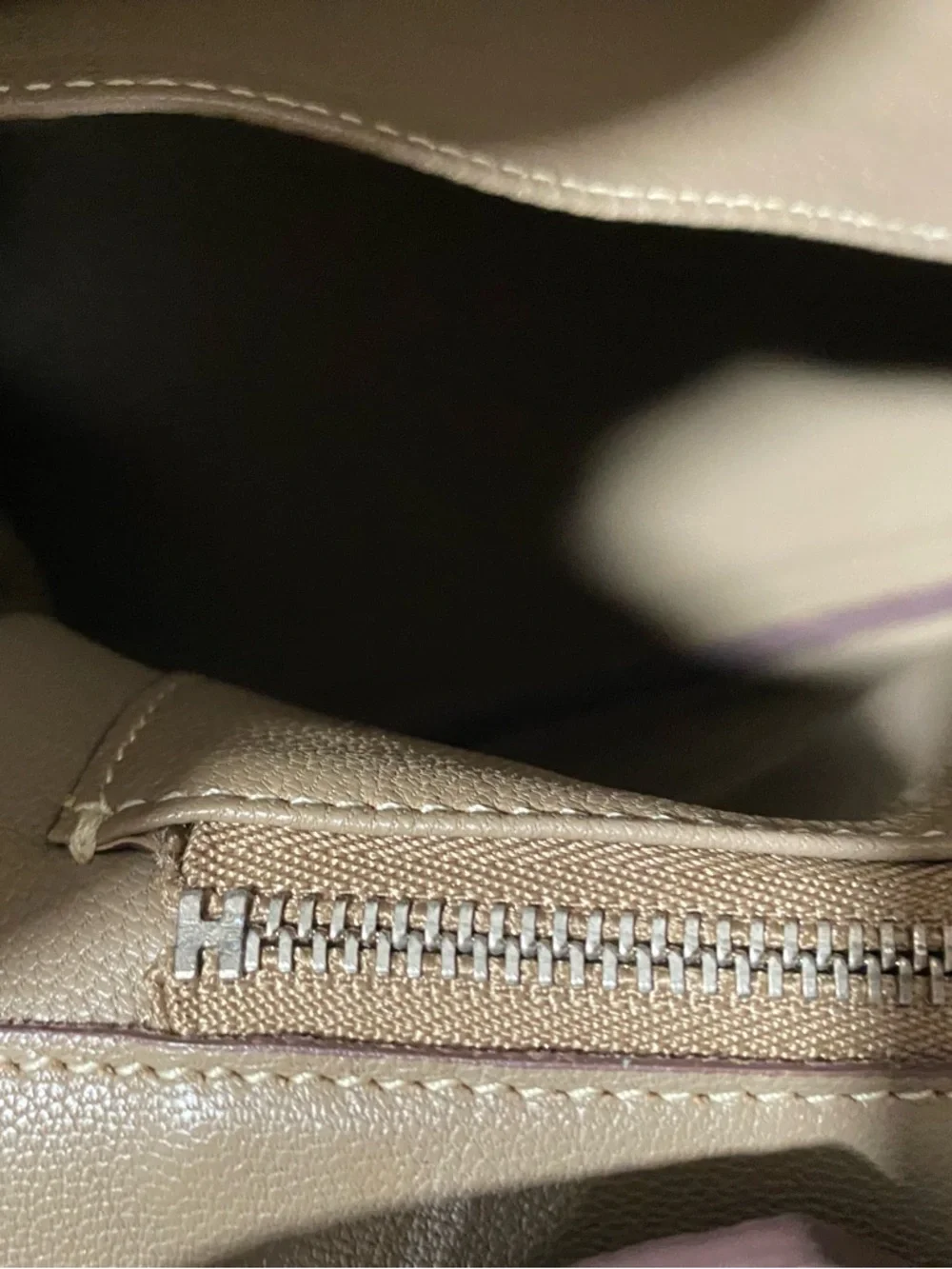 Taupe Leather Top-Handle Satchel - Picture 8 of 15